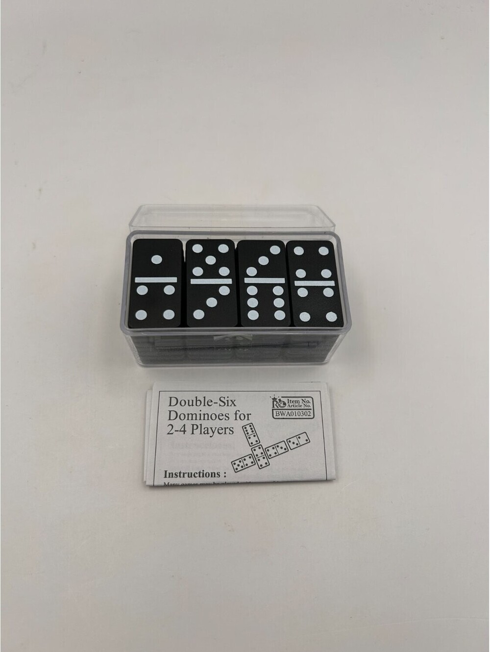 R&O BWA010302 Double-six Dominoes Set Black With Case Complete